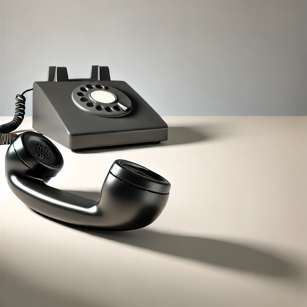 Desk phone with the receiver off the hook, symbolizing an urgent call being made, set on a plain desk against a neutral background.